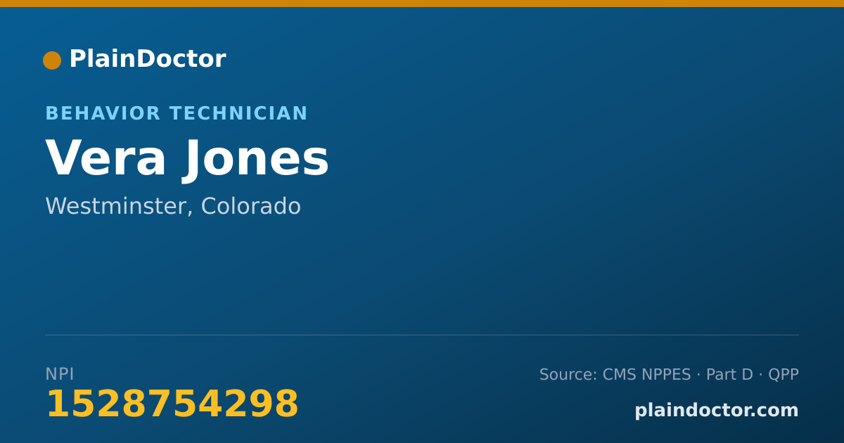 Shareable card for Vera Jones - Behavior Technician, Westminster, CO