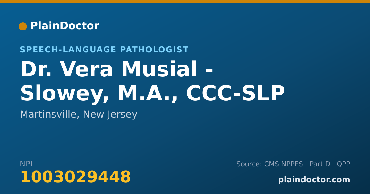 Shareable card for Vera Musial - Slowey, M.A., CCC-SLP - Speech-Language Pathologist, Martinsville, NJ