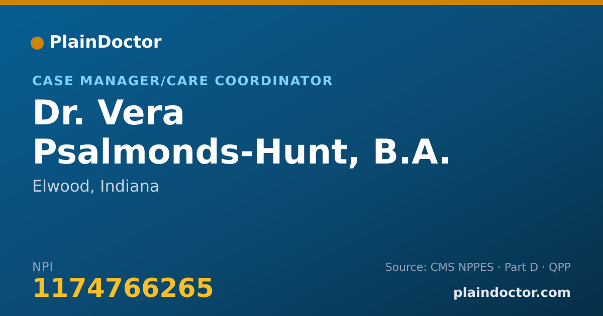 Shareable card for Vera Psalmonds-Hunt, B.A. - Case Manager/Care Coordinator, Elwood, IN