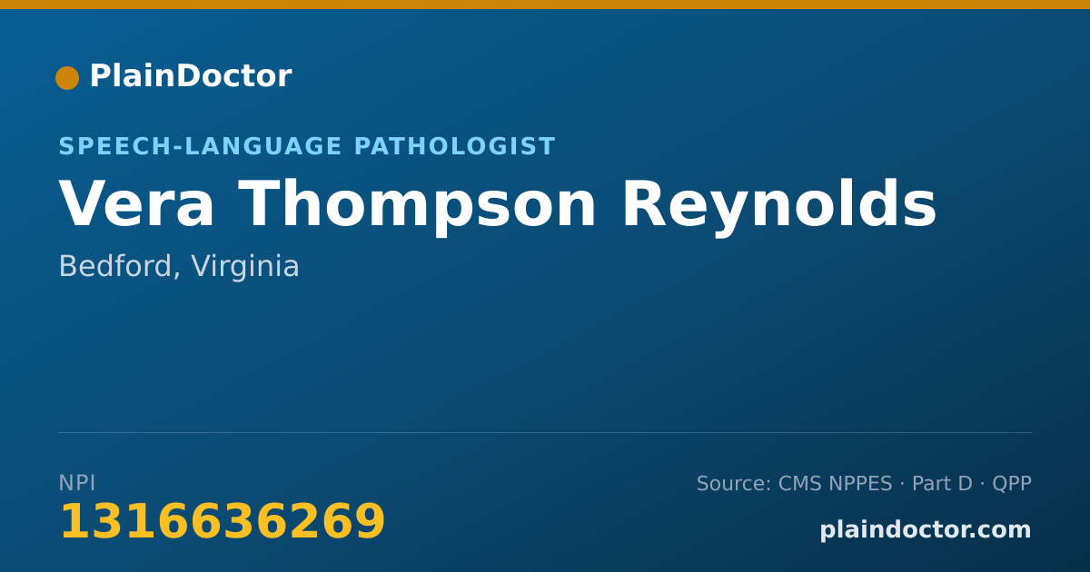 Shareable card for Vera Thompson Reynolds - Speech-Language Pathologist, Bedford, VA