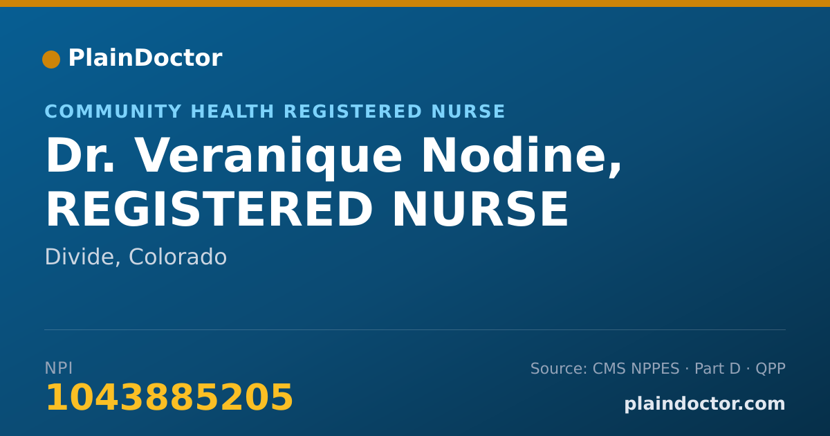Shareable card for Veranique Nodine, REGISTERED NURSE - Community Health Registered Nurse, Divide, CO