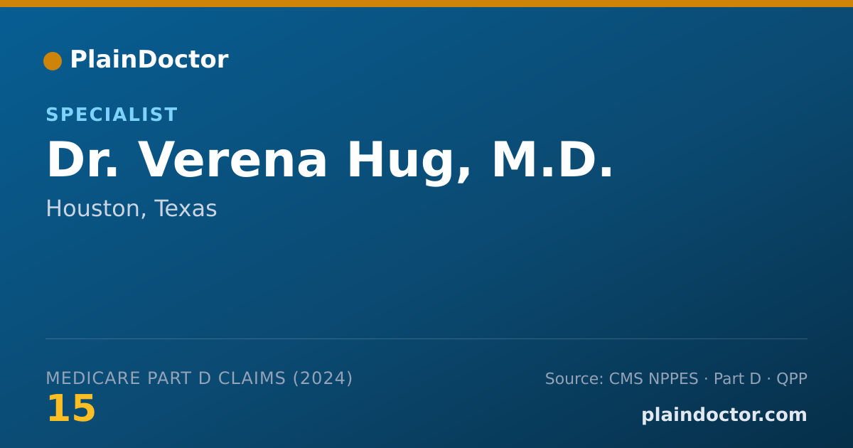 Shareable card for Verena Hug, M.D. - Specialist, Houston, TX