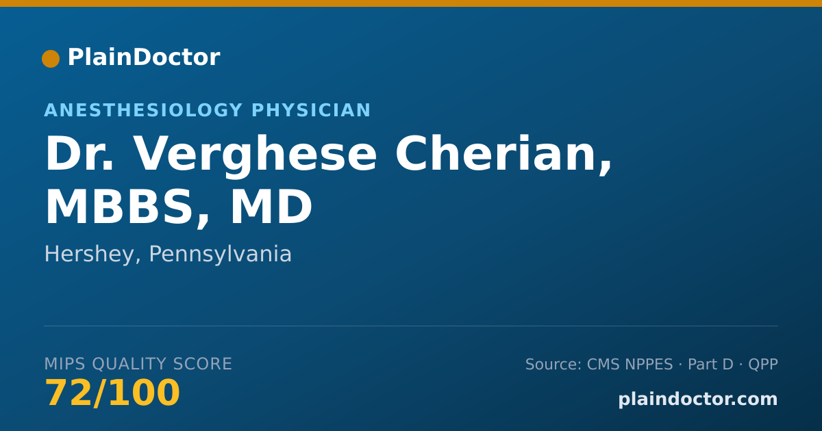 Shareable card for Verghese Cherian, MBBS, MD - Anesthesiology Physician, Hershey, PA