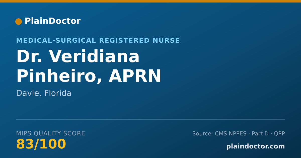 Shareable card for Veridiana Pinheiro, APRN - Medical-Surgical Registered Nurse, Davie, FL