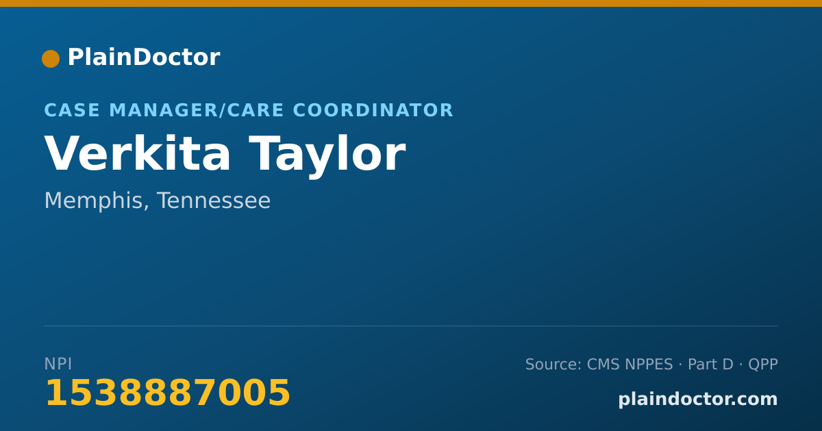 Shareable card for Verkita Taylor - Case Manager/Care Coordinator, Memphis, TN