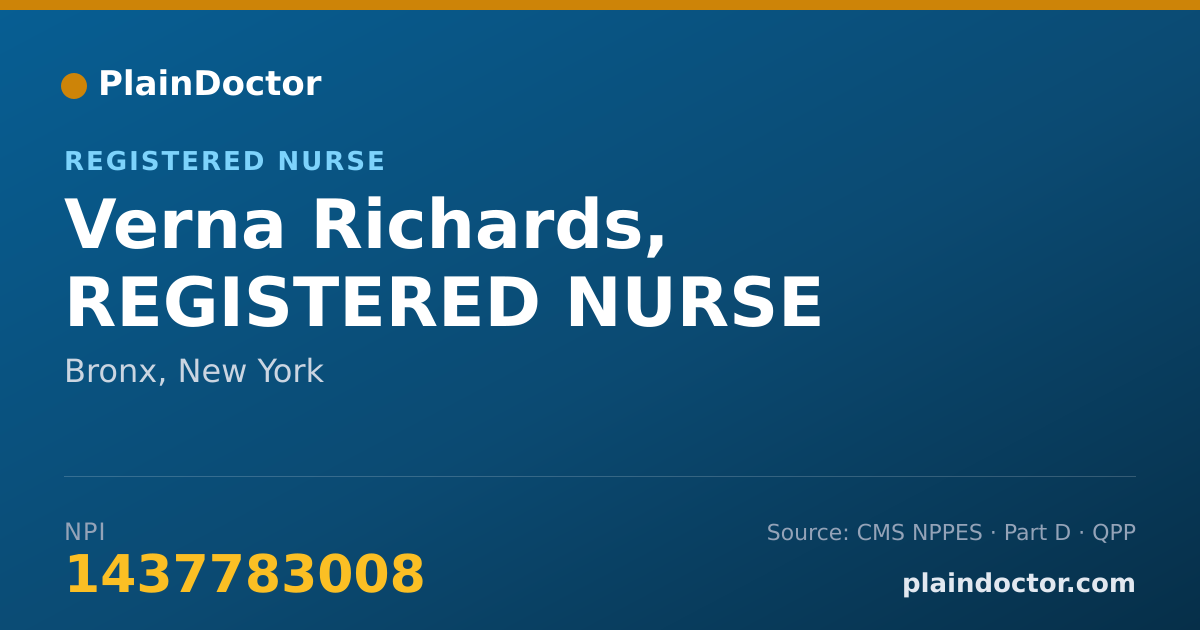 Shareable card for Verna Richards, REGISTERED NURSE - Registered Nurse, Bronx, NY
