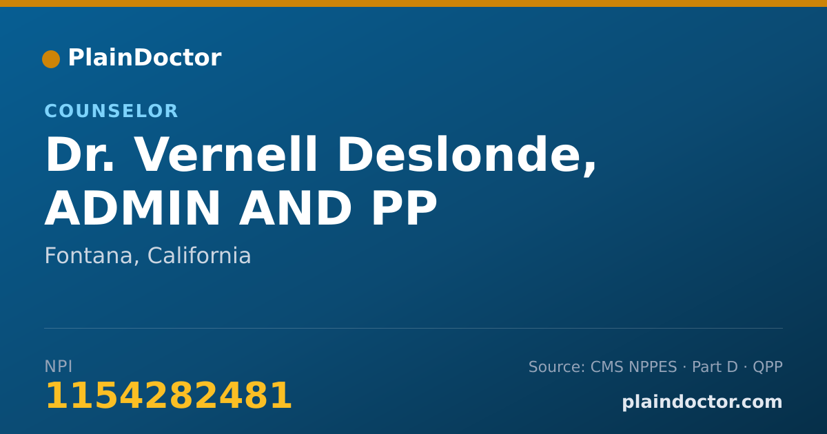 Shareable card for Vernell Deslonde, ADMIN AND PP - Counselor, Fontana, CA