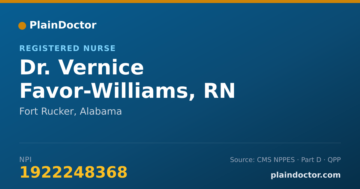 Shareable card for Vernice Favor-Williams, RN - Registered Nurse, Fort Rucker, AL