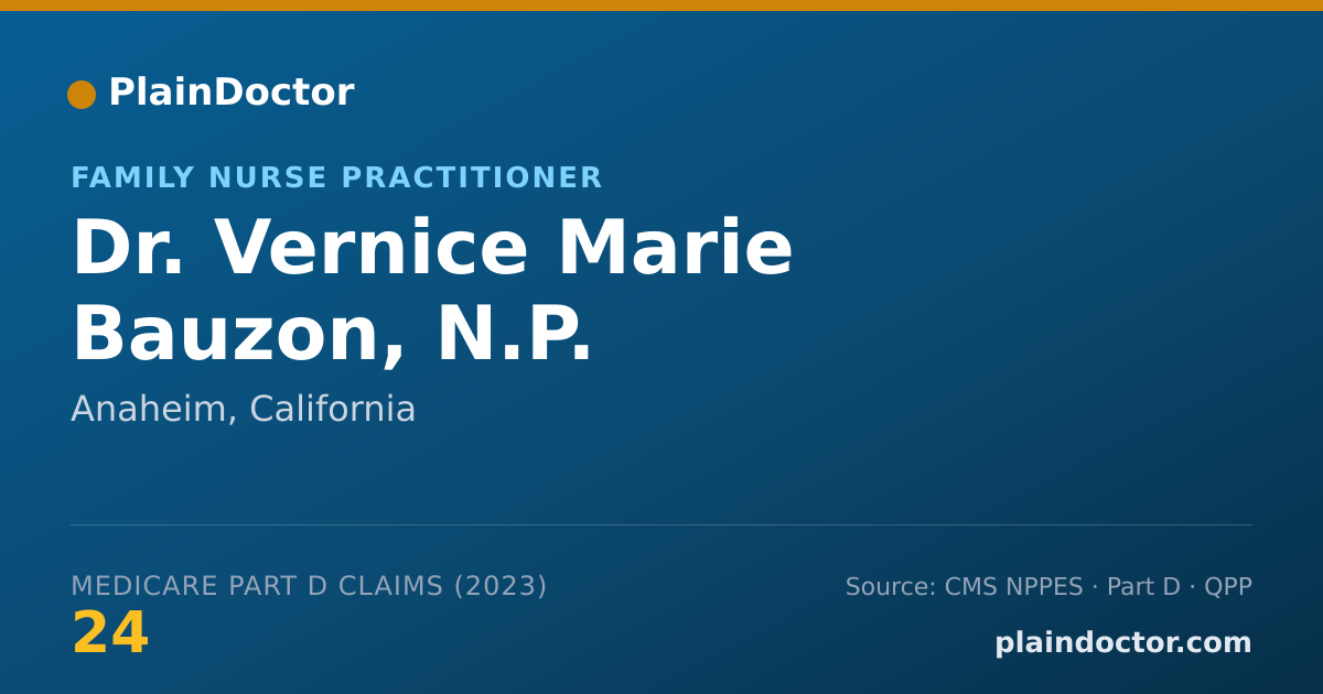 Shareable card for Vernice Marie Bauzon, N.P. - Family Nurse Practitioner, Anaheim, CA