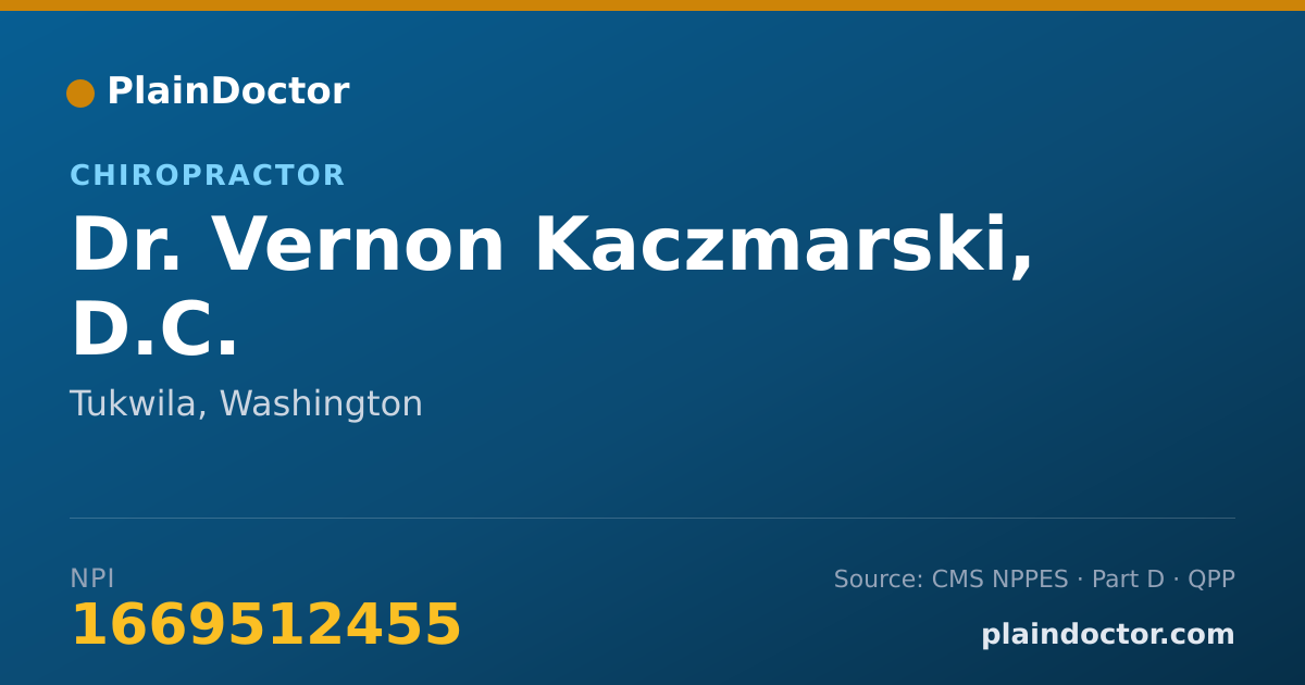 Shareable card for Vernon Kaczmarski, D.C. - Chiropractor, Tukwila, WA