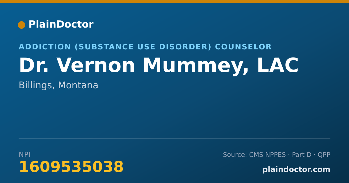 Shareable card for Vernon Mummey, LAC - Addiction (Substance Use Disorder) Counselor, Billings, MT