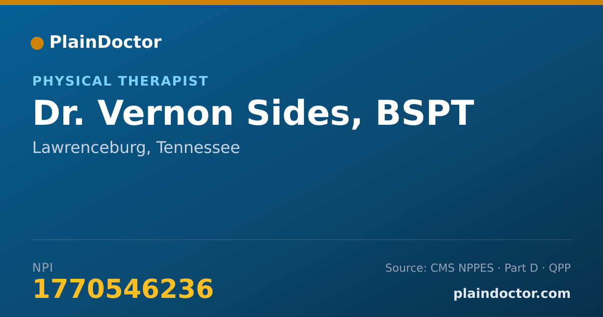Shareable card for Vernon Sides, BSPT - Physical Therapist, Lawrenceburg, TN