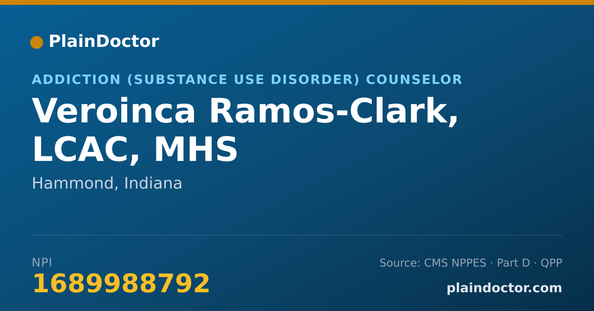 Shareable card for Veroinca Ramos-Clark, LCAC, MHS - Addiction (Substance Use Disorder) Counselor, Hammond, IN
