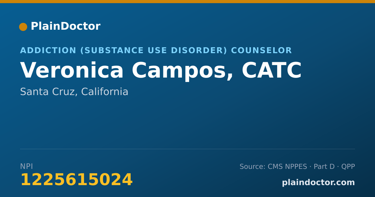 Shareable card for Veronica Campos, CATC - Addiction (Substance Use Disorder) Counselor, Santa Cruz, CA
