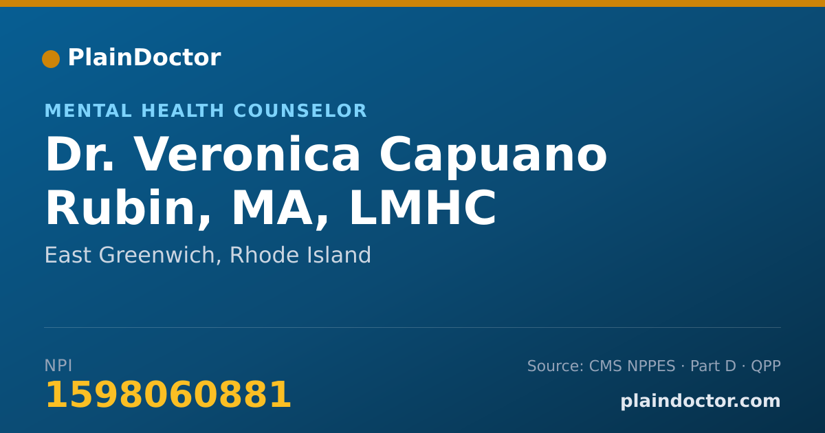 Shareable card for Veronica Capuano Rubin, MA, LMHC - Mental Health Counselor, East Greenwich, RI