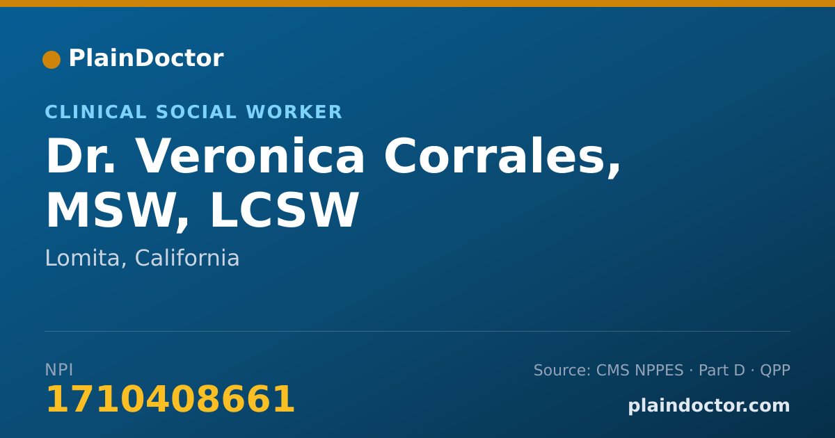 Shareable card for Veronica Corrales, MSW, LCSW - Clinical Social Worker, Lomita, CA