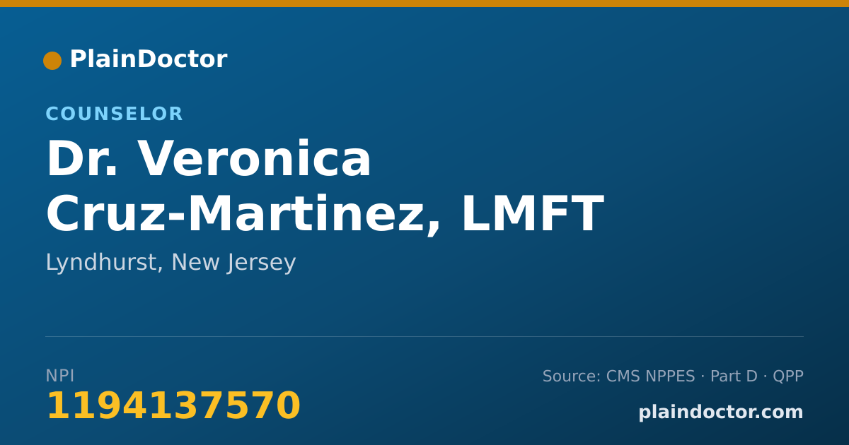 Shareable card for Veronica Cruz-Martinez, LMFT - Counselor, Lyndhurst, NJ