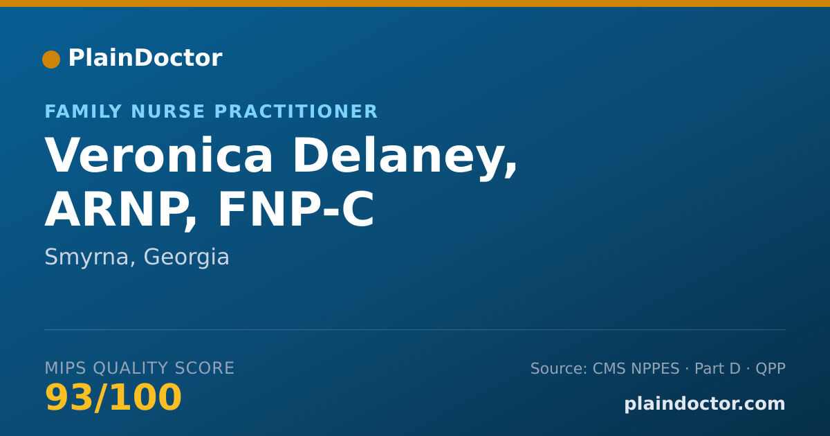 Shareable card for Veronica Delaney, ARNP, FNP-C - Family Nurse Practitioner, Smyrna, GA