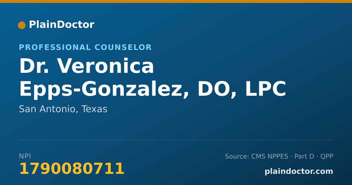 Shareable card for Veronica Epps-Gonzalez, DO, LPC - Professional Counselor, San Antonio, TX