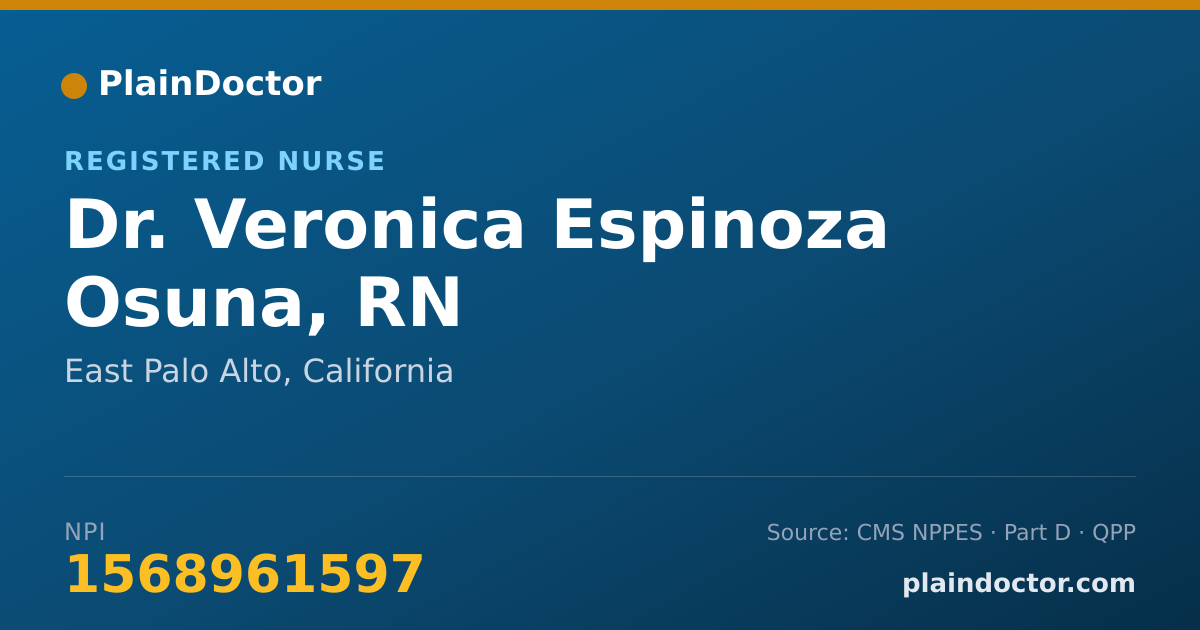 Shareable card for Veronica Espinoza Osuna, RN - Registered Nurse, East Palo Alto, CA
