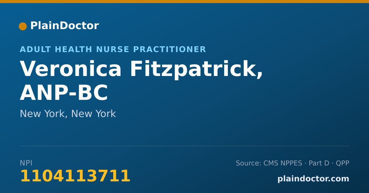 Shareable card for Veronica Fitzpatrick, ANP-BC - Adult Health Nurse Practitioner, New York, NY