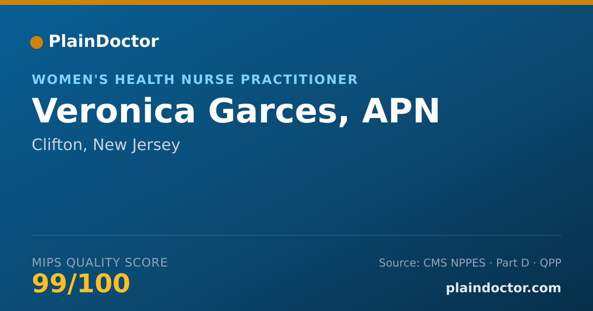 Shareable card for Veronica Garces, APN - Women's Health Nurse Practitioner, Clifton, NJ