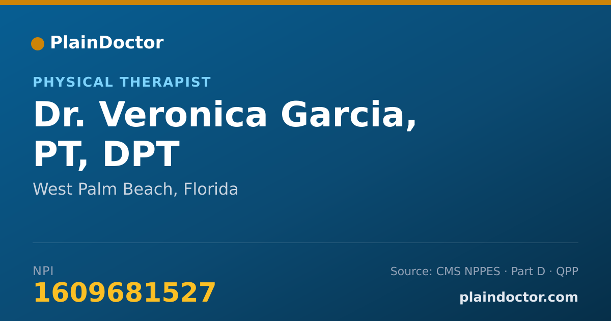 Shareable card for Veronica Garcia, PT, DPT - Physical Therapist, West Palm Beach, FL