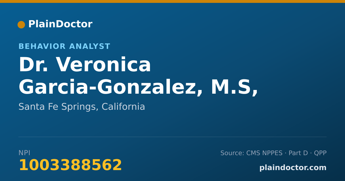 Shareable card for Veronica Garcia-Gonzalez, M.S, BCBA - Behavior Analyst, Santa Fe Springs, CA