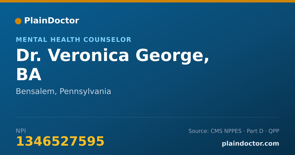 Shareable card for Veronica George, BA - Mental Health Counselor, Bensalem, PA