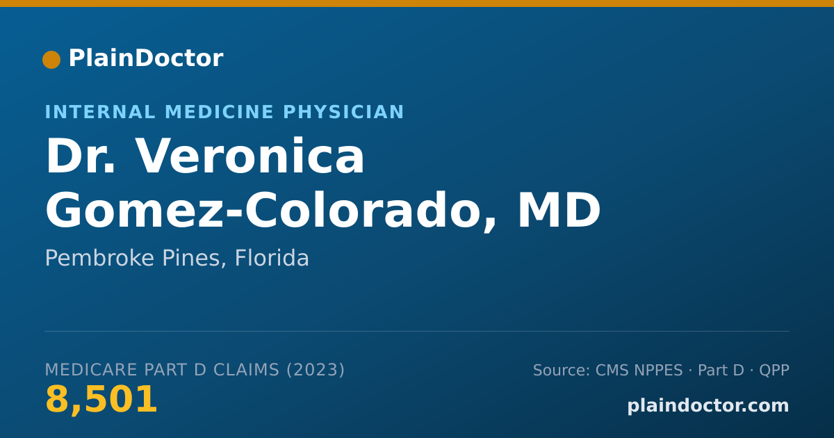 Shareable card for Veronica Gomez-Colorado, MD - Internal Medicine Physician, Pembroke Pines, FL