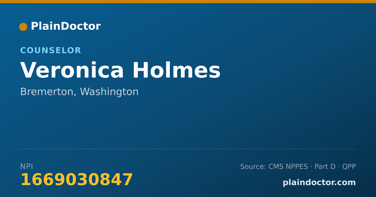 Shareable card for Veronica Holmes - Counselor, Bremerton, WA