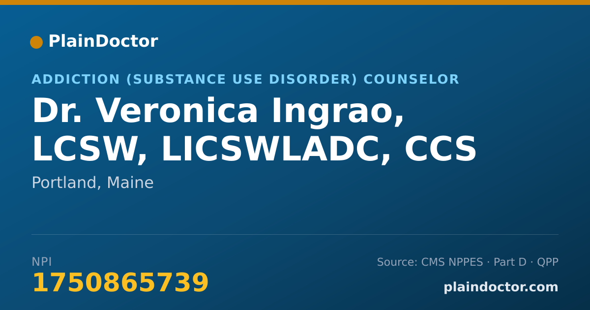 Shareable card for Veronica Ingrao, LCSW, LICSWLADC, CCS - Addiction (Substance Use Disorder) Counselor, Portland, ME