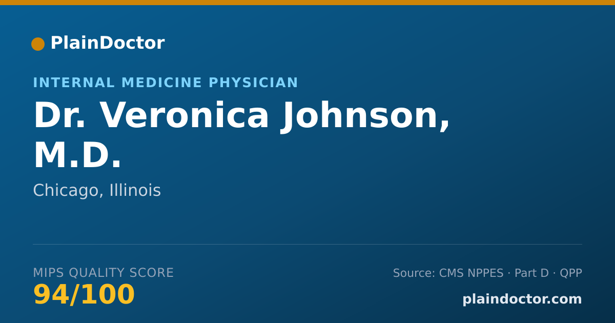 Shareable card for Veronica Johnson, M.D. - Internal Medicine Physician, Chicago, IL