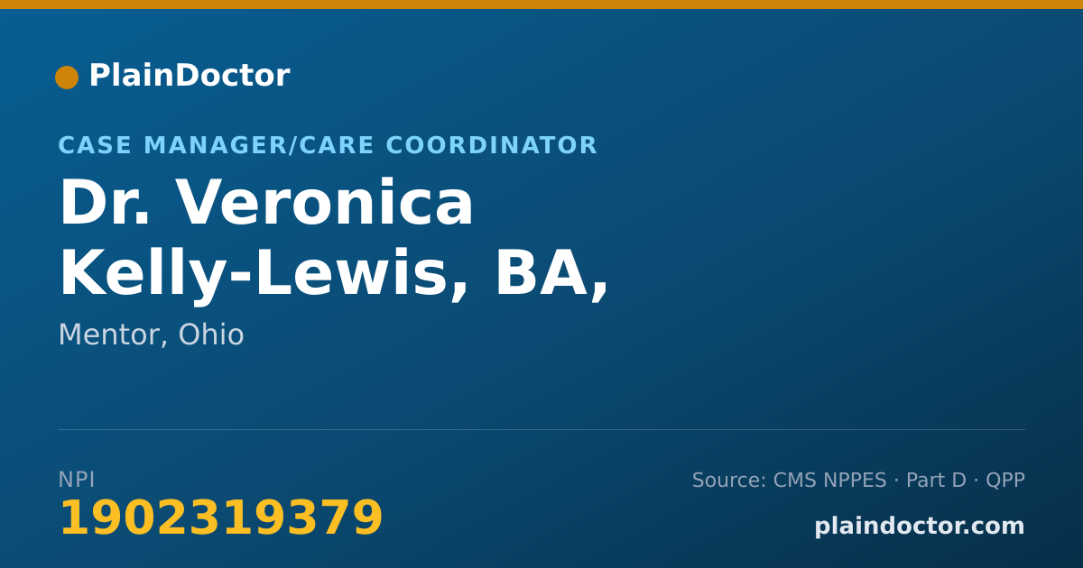 Shareable card for Veronica Kelly-Lewis, BA, MS.ED. QMHS - Case Manager/Care Coordinator, Mentor, OH