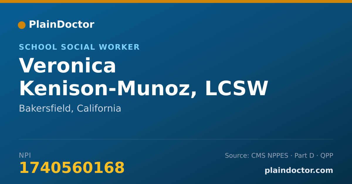 Shareable card for Veronica Kenison-Munoz, LCSW - School Social Worker, Bakersfield, CA
