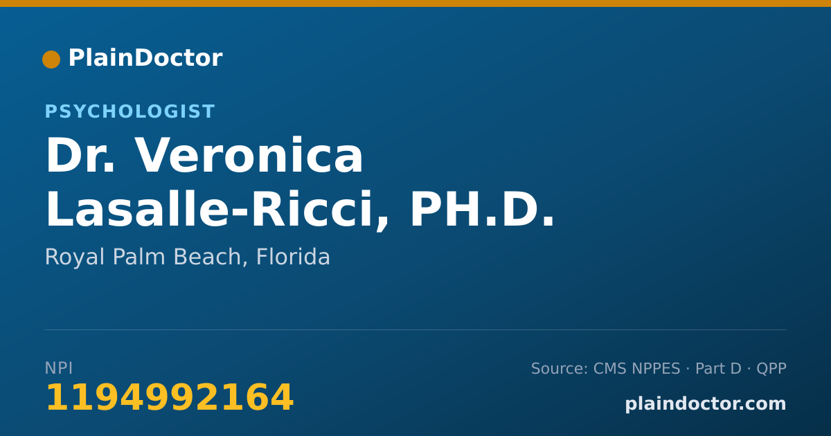 Shareable card for Veronica Lasalle-Ricci, PH.D. - Psychologist, Royal Palm Beach, FL