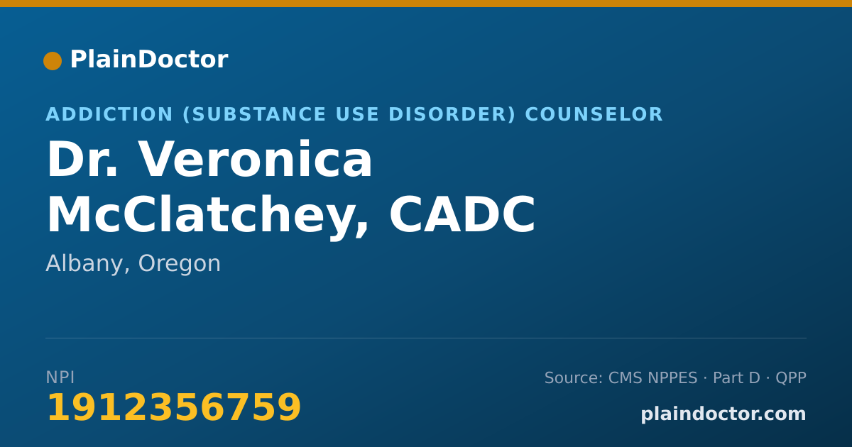 Shareable card for Veronica McClatchey, CADC - Addiction (Substance Use Disorder) Counselor, Albany, OR