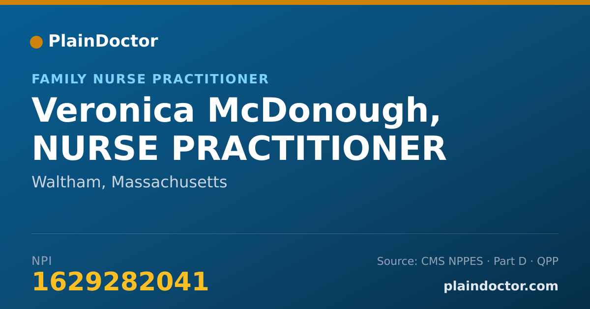 Shareable card for Veronica McDonough, NURSE PRACTITIONER - Family Nurse Practitioner, Waltham, MA