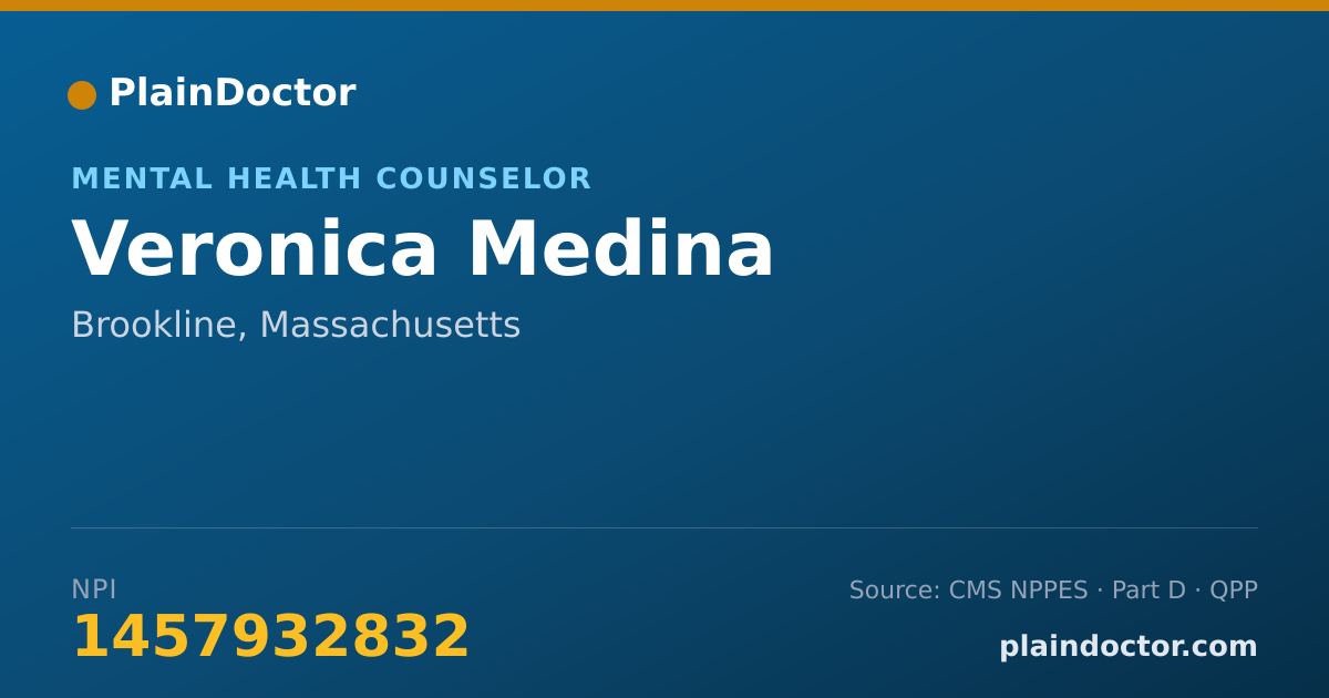 Shareable card for Veronica Medina - Mental Health Counselor, Brookline, MA