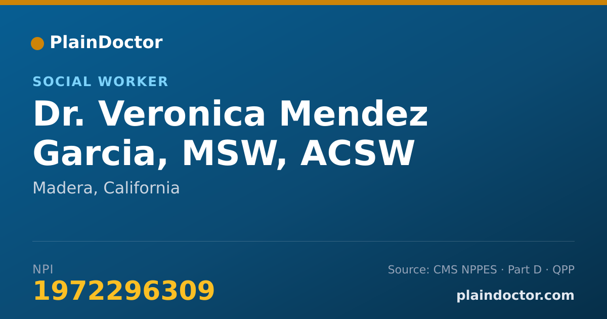 Shareable card for Veronica Mendez Garcia, MSW, ACSW - Social Worker, Madera, CA