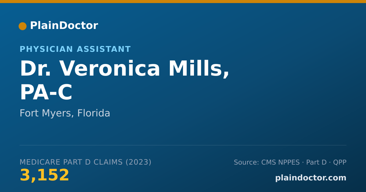 Shareable card for Veronica Mills, PA-C - Physician Assistant, Fort Myers, FL