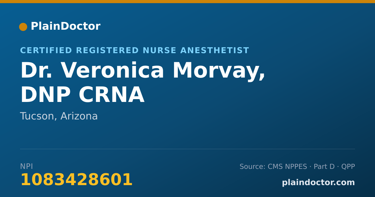 Shareable card for Veronica Morvay, DNP CRNA - Certified Registered Nurse Anesthetist, Tucson, AZ