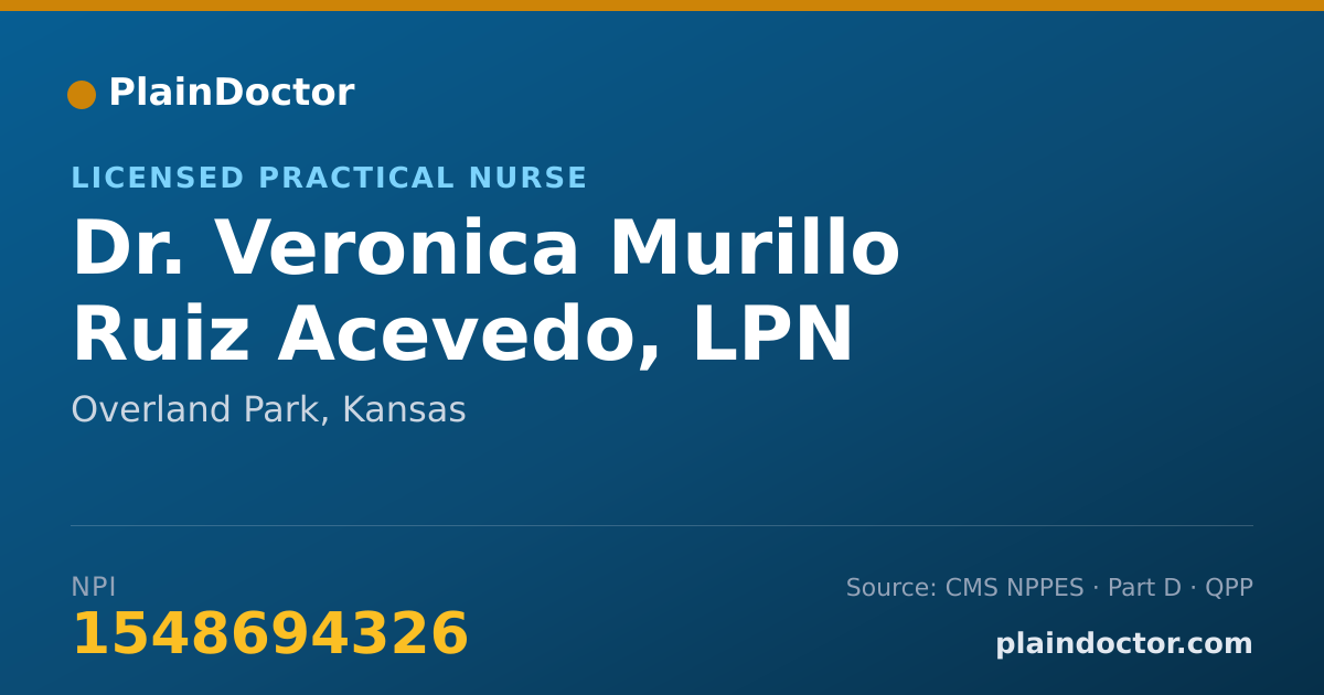 Shareable card for Veronica Murillo Ruiz Acevedo, LPN - Licensed Practical Nurse, Overland Park, KS