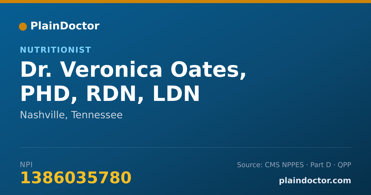 Shareable card for Veronica Oates, PHD, RDN, LDN - Nutritionist, Nashville, TN