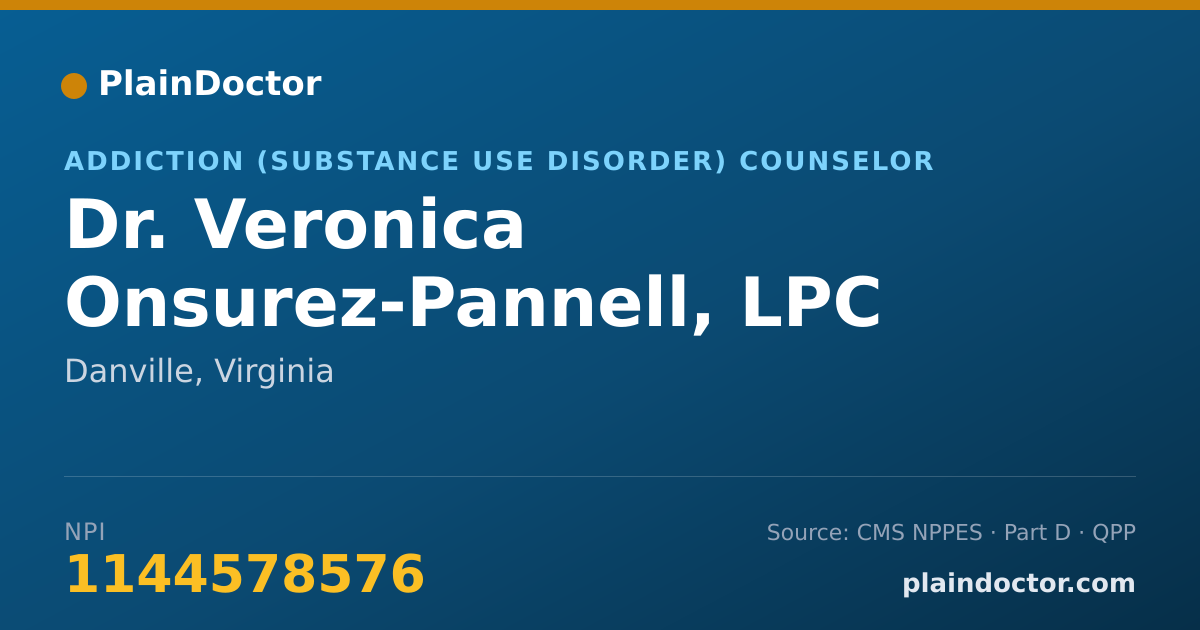 Shareable card for Veronica Onsurez-Pannell, LPC 0701005632 - Addiction (Substance Use Disorder) Counselor, Danville, VA