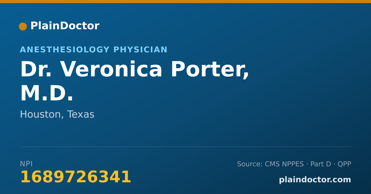 Shareable card for Veronica Porter, M.D. - Anesthesiology Physician, Houston, TX
