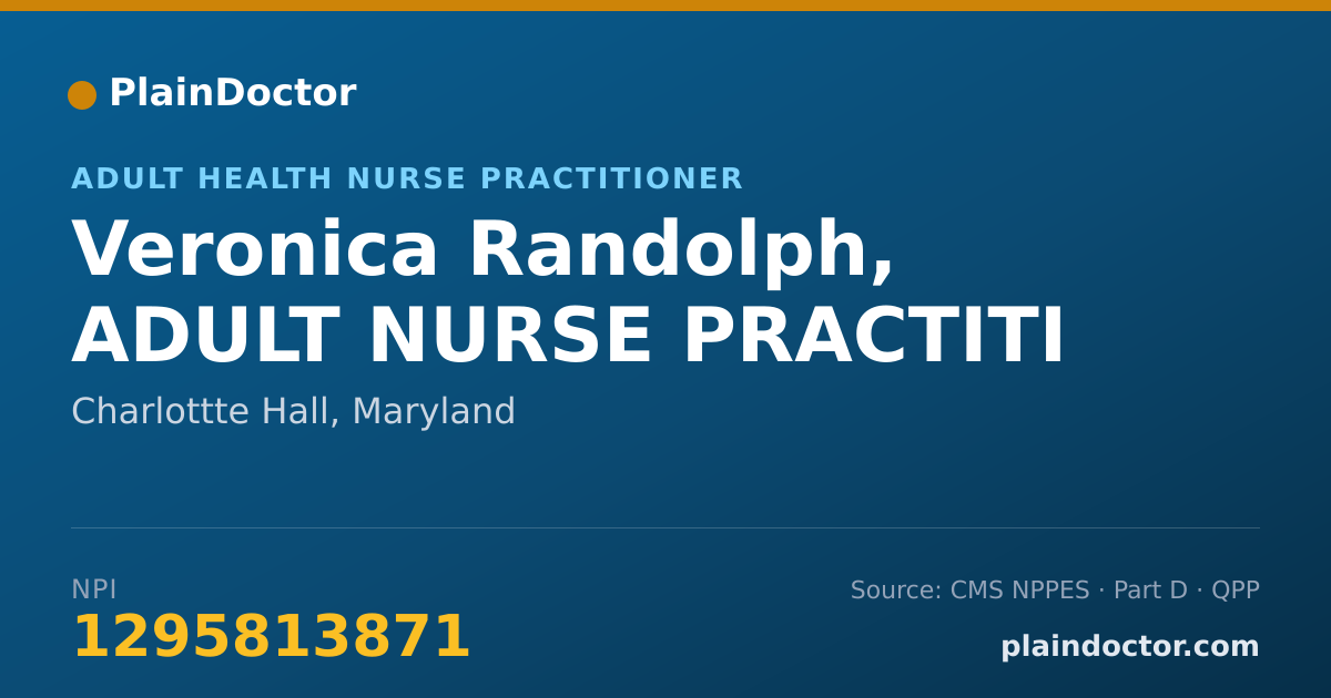 Shareable card for Veronica Randolph, ADULT NURSE PRACTITI - Adult Health Nurse Practitioner, Charlottte Hall, MD
