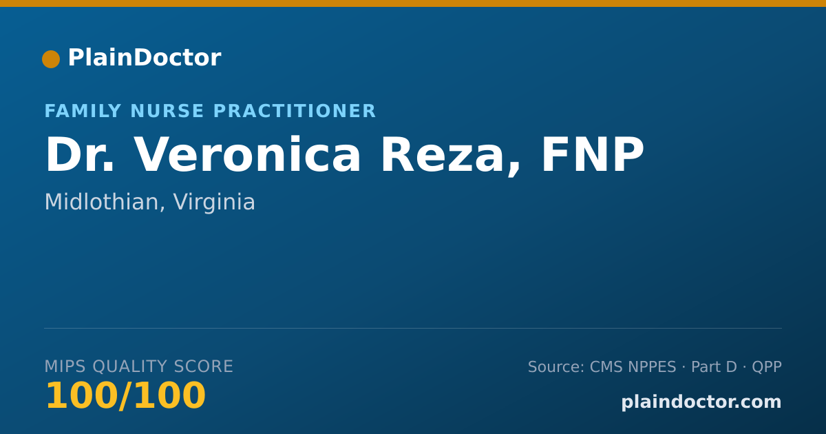 Shareable card for Veronica Reza, FNP - Family Nurse Practitioner, Midlothian, VA