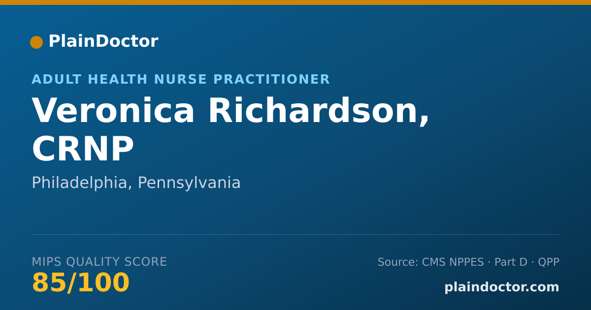 Shareable card for Veronica Richardson, CRNP - Adult Health Nurse Practitioner, Philadelphia, PA