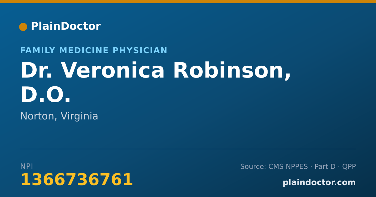 Shareable card for Veronica Robinson, D.O. - Family Medicine Physician, Norton, VA